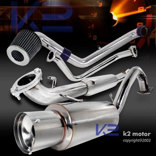 95-99 eclipse 2.0l l4 nt cold air intake+catback exhaust muffler w/ silencer