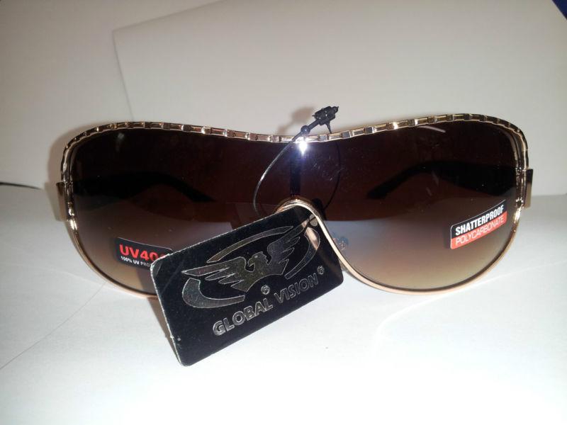 Global vision paradise aviator sunglasses bronze frame/brown gradient lens 