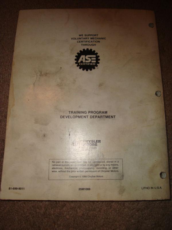 1988 Chrysler A-604 Ultradrive Electronic Automatic Transaxle Student Manual, US $5.00, image 3