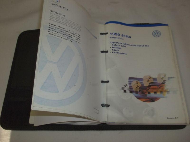 1999 vw jetta owner manual set & black vw 4 ringed premium binder case. free s/h