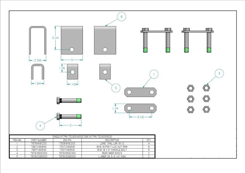 #7024004000 single spring hanger kit for double eye spring