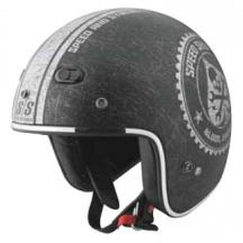 Speed & strength ss600 open-face speed shop helmet,flat/matte black/silver,xl