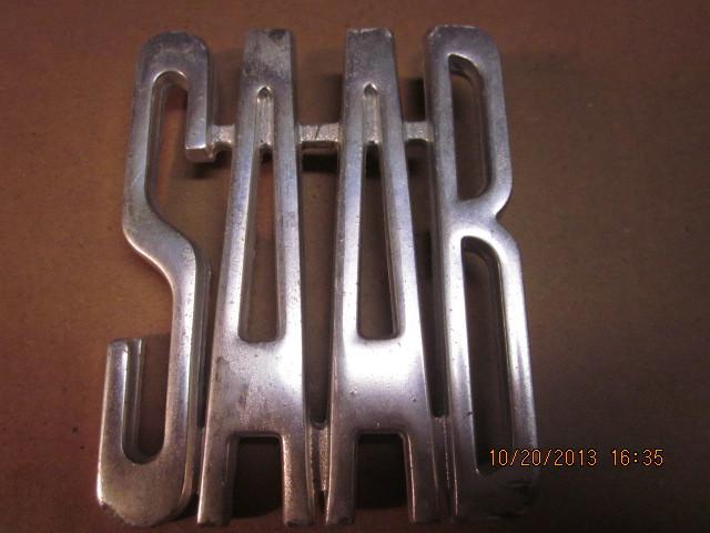 #2 "saab" aluminum name plate circa 50s-60s used