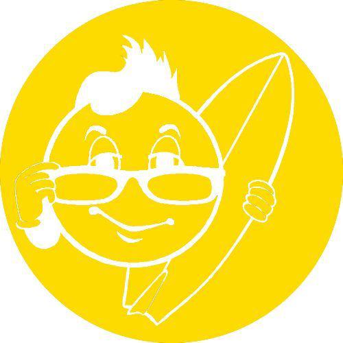 Emoticon surfer vinyl decal for auto or home