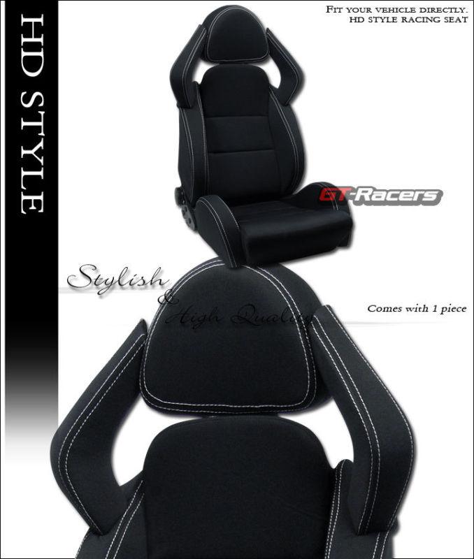 1 lambo sport blk suede white stitch car racing bucket seat w/slider for toyota
