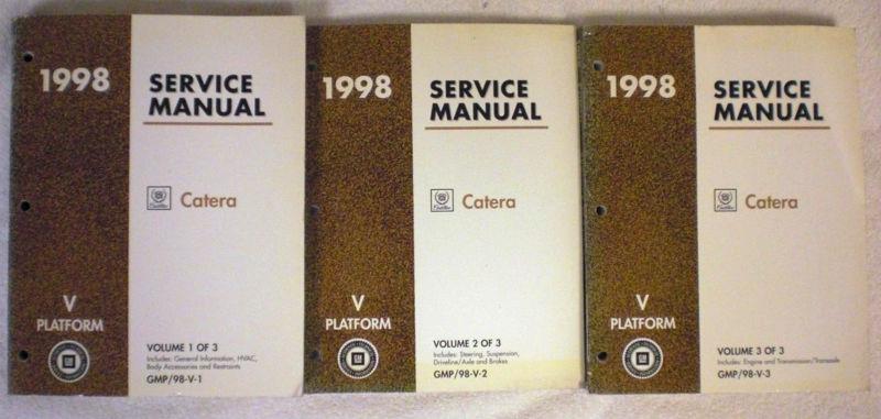 98 1998 cadillac catera gm dealer shop service manuals volumes 1,2 & 3