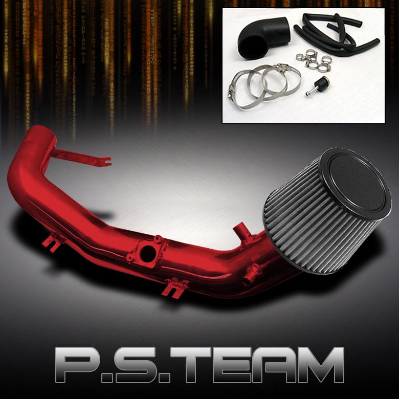 06-11 civic si 2.0l red aluminum cold air intake+stainless washable mesh filter