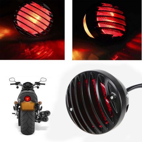 Motorcycle ribbed round tail brake light for custom harley sport bobber chopper
