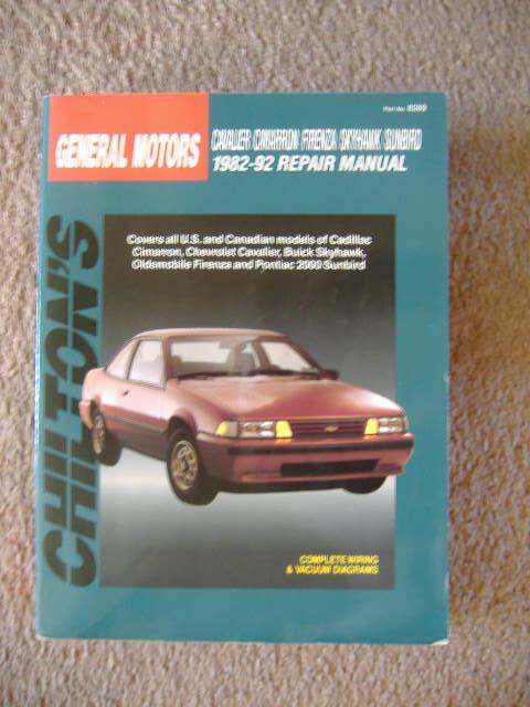 Chilton's gm cavalier/cimarron/firenza/skyhawk/sunbird (1982-1992) repair manual