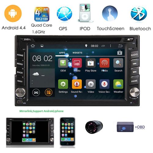 Quad-core android 4.4 double 2 din 6.2" car dvd player stereo gps radio+cam+obd