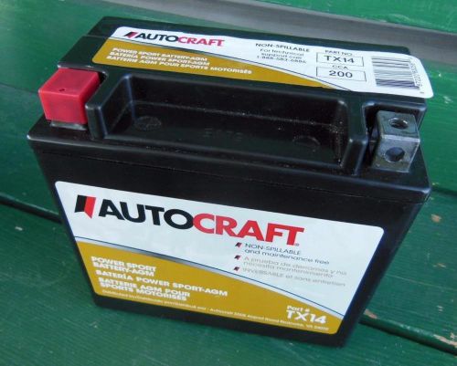 Auto craft power sport battery agm rechargeable new tx14 cca 200