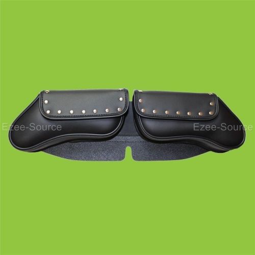 X-large motorcycle biker 2 pocket pouch studded windshield bag fits harley - dx4
