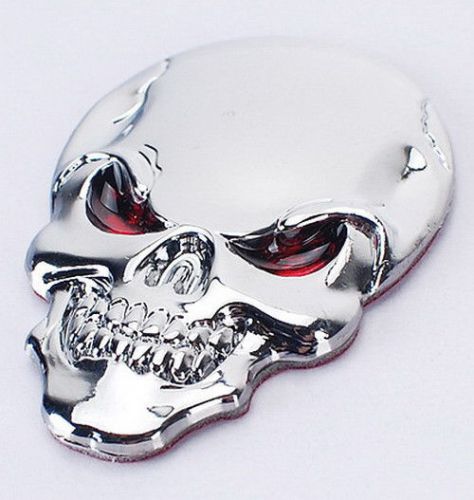 Car motorcycle badge emblem sticker tailgate badge metal skull 3.4x5cm silver