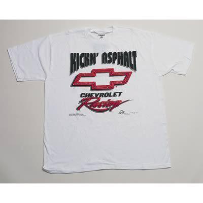 Rwm rb114l t-shirt cotton "kickn' asphalt chevrolet racing" white men's large ea