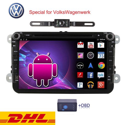 Camera+8" quad-core android 4.4 car dvd player gps navi stereo obd2 for vw skoda