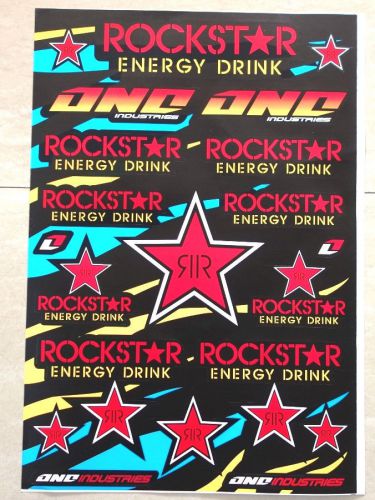 1 x racing team rockstar stickers sticker vinyl sheet pack kit 12&#034; x 18&#034;