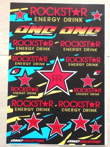 1 x racing team rockstar stickers sticker vinyl sheet pack kit 12" x 18"