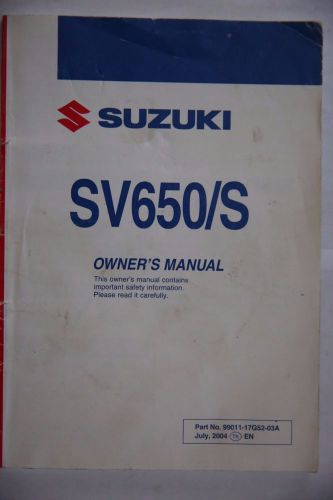 Suzuki sv650/s owners manual 99011-17g53-03a