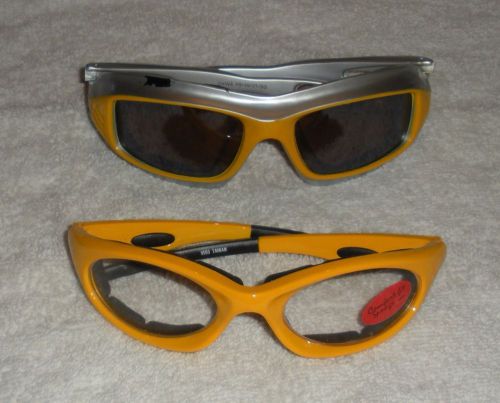 Motorcycle riding sunglasses foam insert 2 pair - dark and clear lens yellow