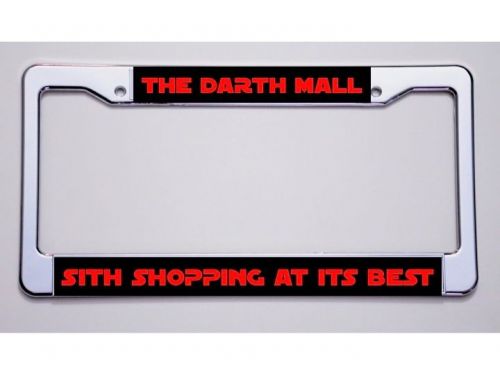 Vader shops here! "the darth mall/sith shopping at its best" license plate frame