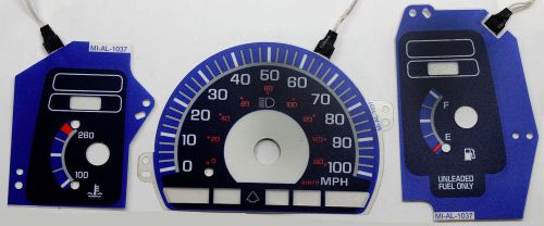 100mph blue reverse glow gauge blue overlay face kit for 90-93 pontiac sunbird