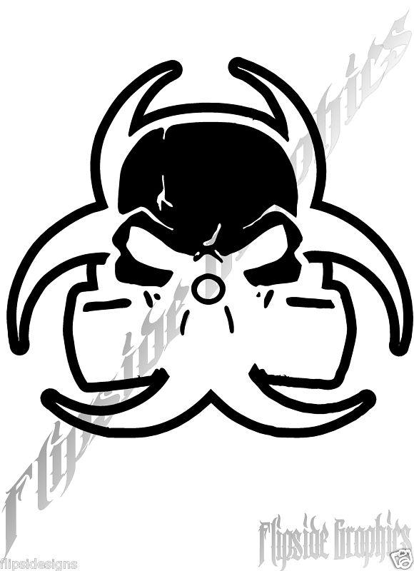 Decal skull biohazard cars trucks windows tailgates bumper laptop stickers   
