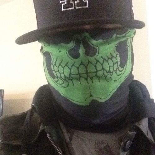 Green bad to the bone skull tube mask bandana multifunctical