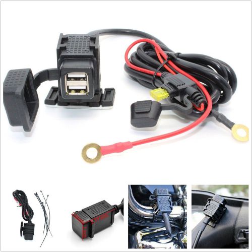 Waterproof 2.1a 12v motorcycles cigarette lighter dual usb power socket charger