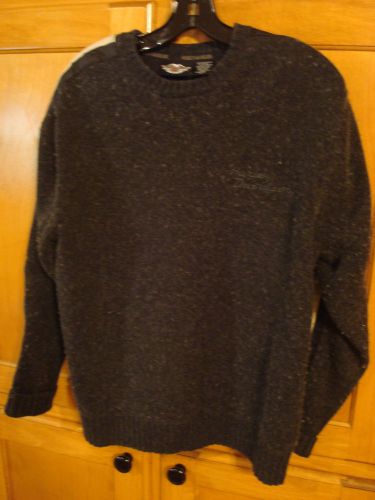 Womans size m genuine harley davidson vintage sweater gray lg sl w/leather trim