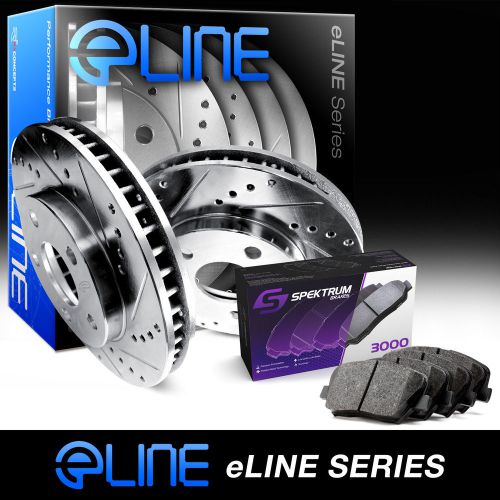 [rear] eline drilled slotted brake rotors &amp; ceramic brake pads rec.4417102
