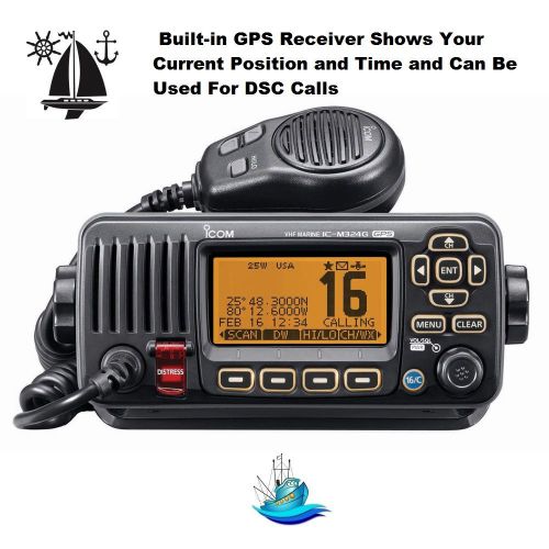 Icom ic-m324g vhf marine transceiver with built-in gps receiver &amp; aquaquake™