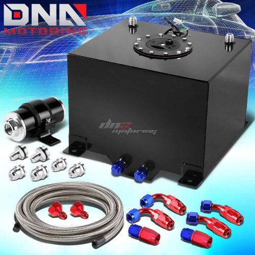 8 gallon aluminum fuel cell tank+cap+oil feed line+30 micron inline filter black