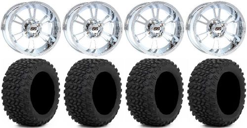 Itp ss112 chrome golf wheels 14&#034; 23x10-14 xt trail tires yamaha