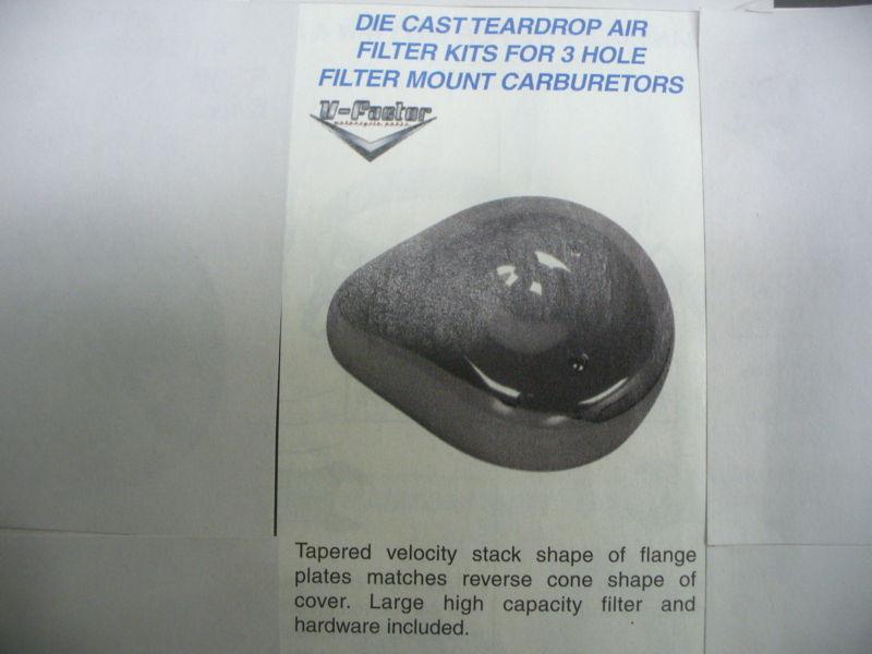 Harley/tillotson/bendix/s&s die cast teardrop air filter kit,#84025.