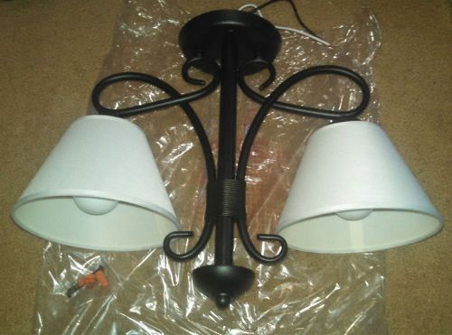 Itc 12 volt rv double light ceiling mount with two bulbs and two shades new