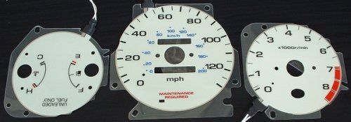 96-00 auto/manual honda civic ex/si white face glow gauges kit apc