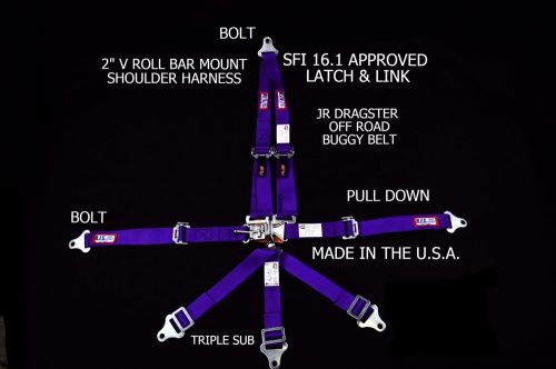Rjs sfi 16.1 7pt 2&#034; latch &amp; link jr dragster buggy v bolt in belt purple 1000908