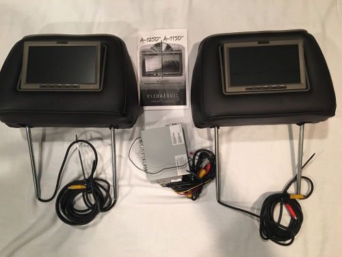 Vizualogic a-1250/a-1150 range rover hse dvd headrests black dvd video set of 2