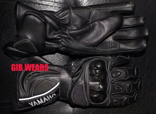 Yamaha black bikers gloves motorcycle leather racing gloves titanium protectors