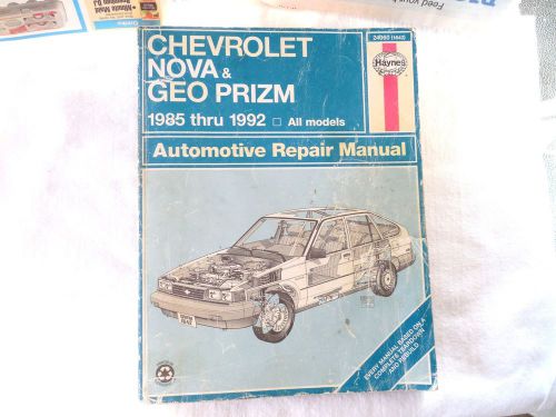 Chevrolet nova and geo prizm 1985-92 repair manuel