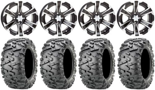 Itp ss312 black golf wheels 12" 23x10-12 bighorn 2.0 tires ez-go &amp; club car