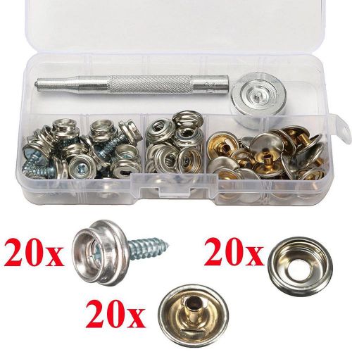 60x 3/8&#039;&#039; boat marine cover canvas canopy snap fastener sockets screw kit tools
