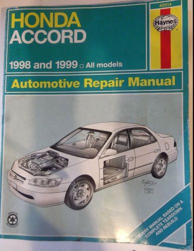 Haynes 42014 honda accord 1998 and 1999 all models automotive repair manual