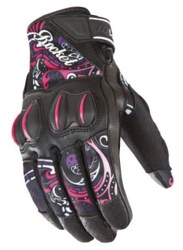 Joe rocket cyntek womens leather gloves eye candy/pink/purple/black