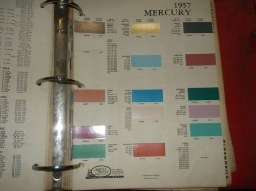 1957 mercury color chip sheet brochure
