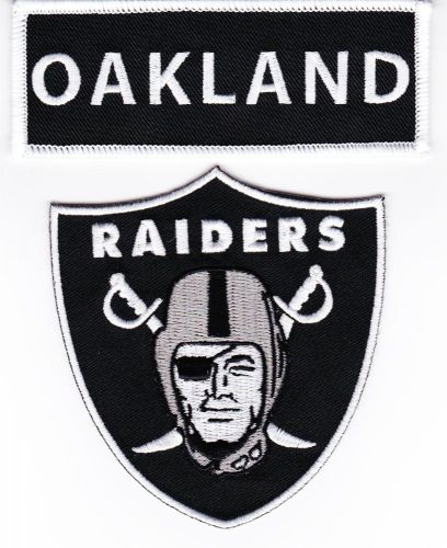 (1) oakland (1) raiders 3-1/4x3-1/2 sew on patch emblem embroidered nfl football
