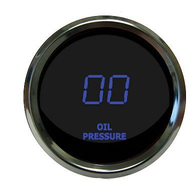 Intellitronix digital oil pressure gauge blue / chrome bezel ms9114-b usa made