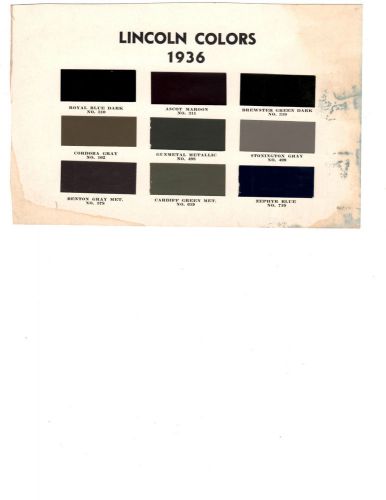 1936 lincoln 36 paint chips arco sherwin williams