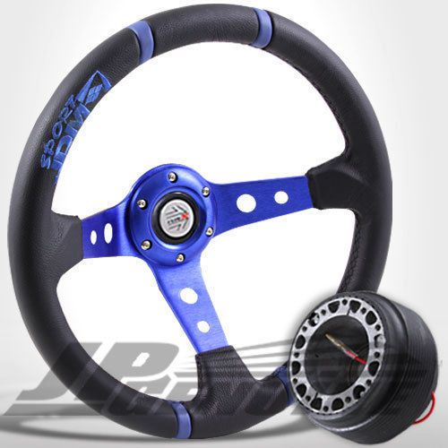 Buy 350MM 6 BOLTS JDM TR HORN STEERING WHEEL 4301+ADAPTER HUB HONDA