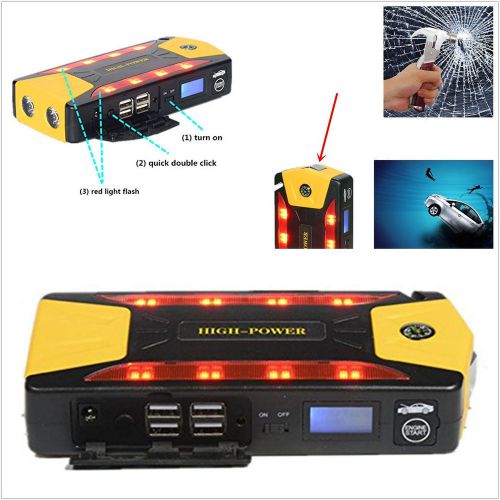 Car 82800mah jump starter bank booster battery emergency light 4-usb charger kit